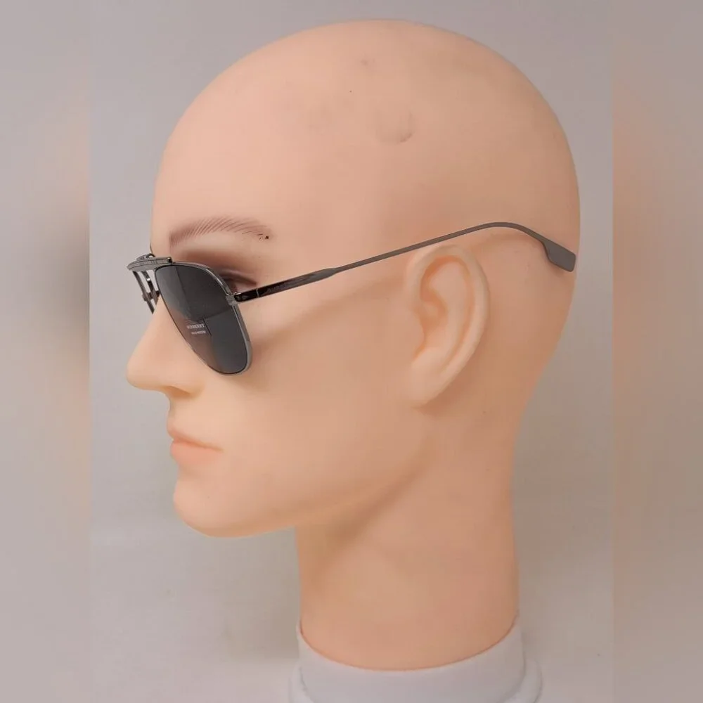 Burberry Men's Aviator Sunglasses Frames Only Pilot Check Metal B3121 59-17-145